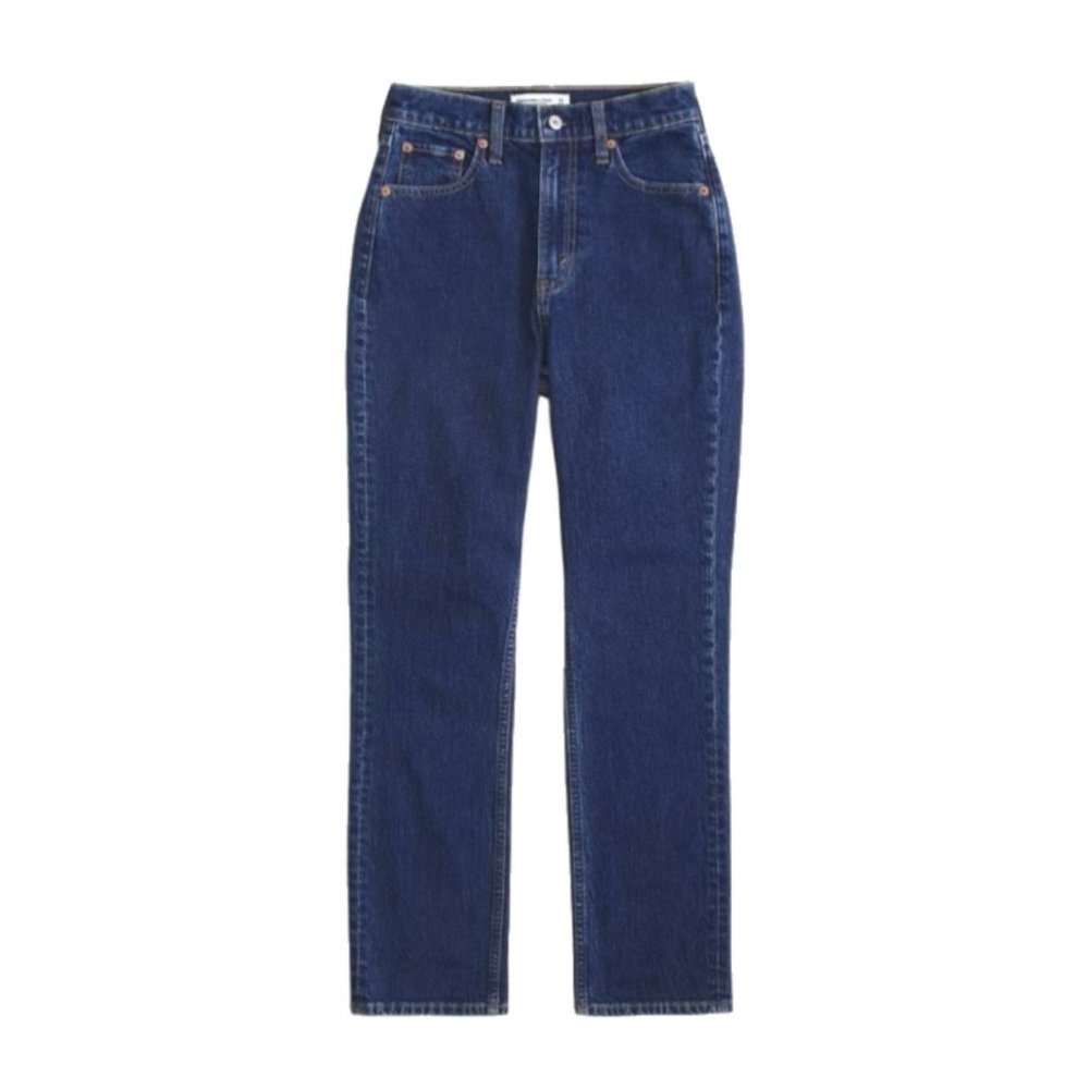 Abercrombie Curve Love Ultra High Rise Ankle Straight Jean in Super Dark (31)